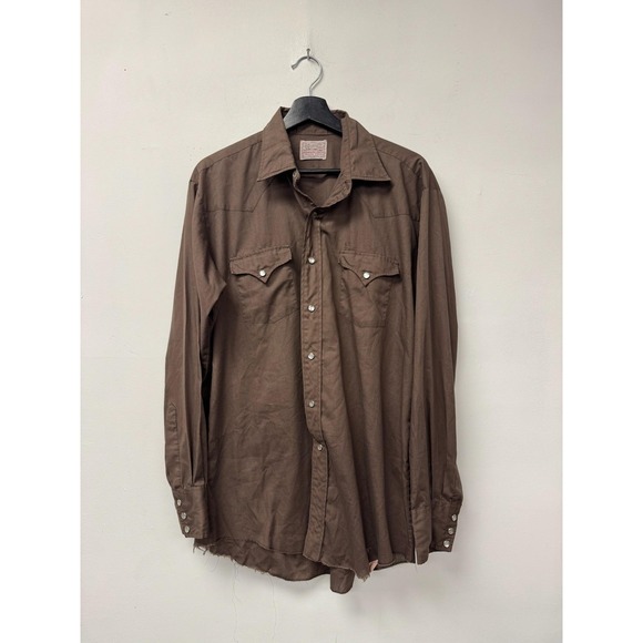 Bar C Ranchwear Other - Vintage Bar C Ranchwear Shirt Mens XL Brown Western Pearl Snap Long Tail 70s